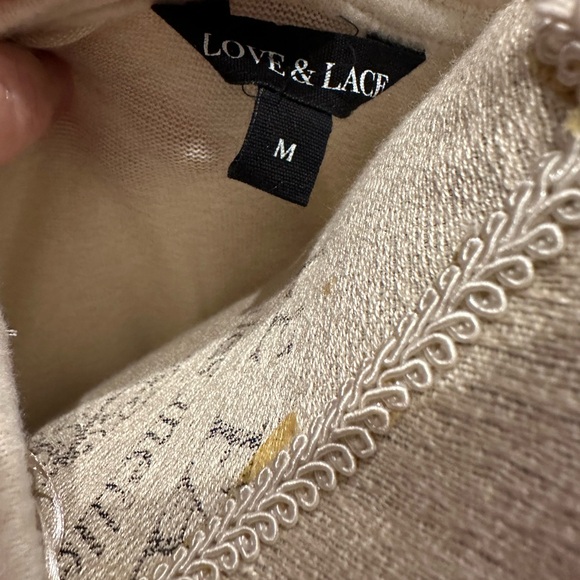 EUC Love & Lace Blush Velour Top w/Rose Gold Flowers - Picture 5 of 6